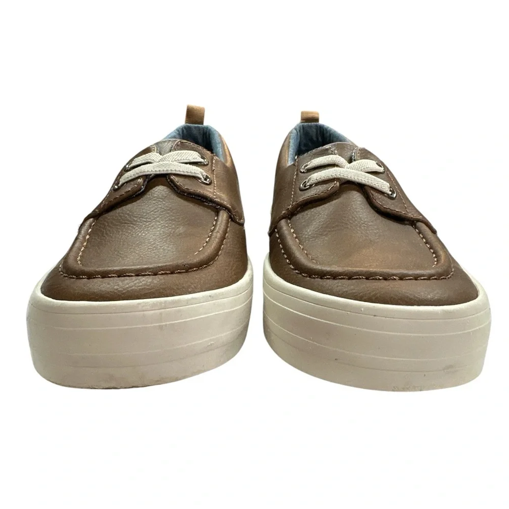 Old Navy Boys Cognac Slip-on Mock Lace Prep Shoes Size 2 Preowned